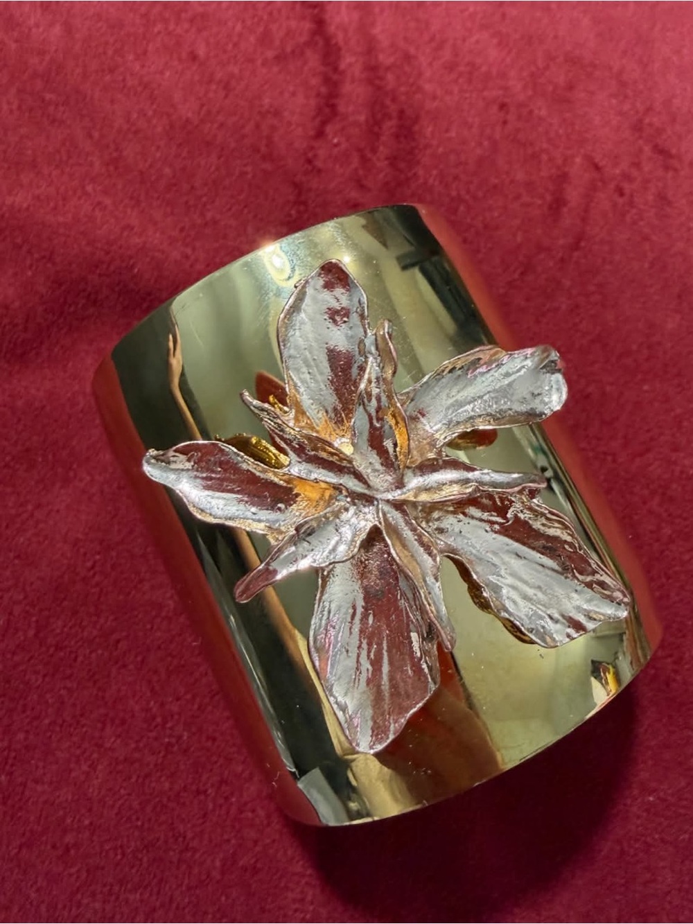 Gold Floral Statement Cuff Bracelet - Women's Accessory
